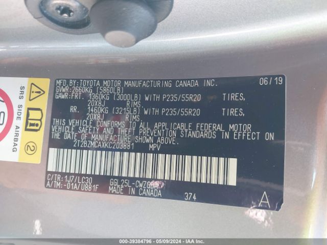 2T2BZMCAXKC203881 Lexus Rx 350 F Sport