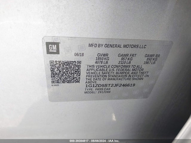 Chevrolet MALIBU LT 2018 1G1ZD5ST2JF246619 Image 9