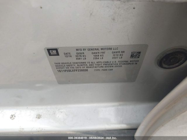 1G11F5SLXFF238038 Chevrolet Malibu 1lz