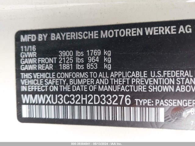 2017 MINI HARDTOP WMWXU3C32H2D33276 Photo 8