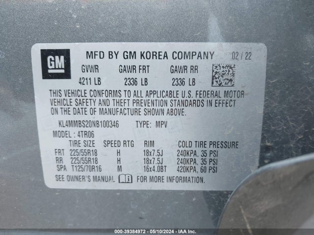KL4MMBS20NB100346 Buick Encore Gx Fwd Preferred