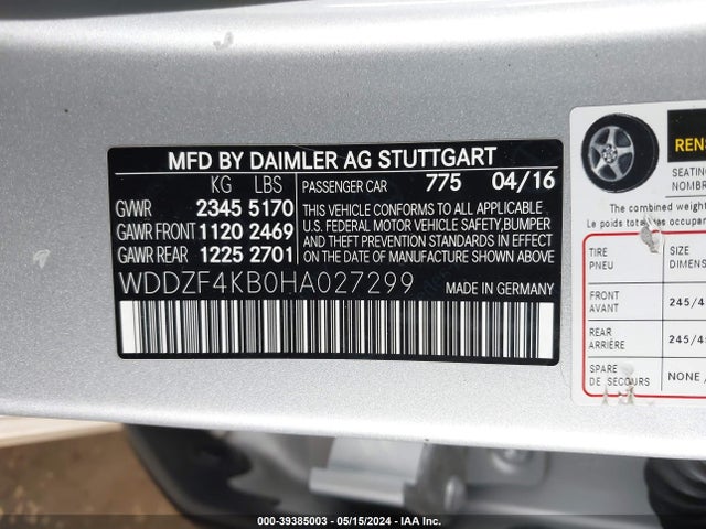 WDDZF4KB0HA027299 Mercedes-Benz E 300 4matic