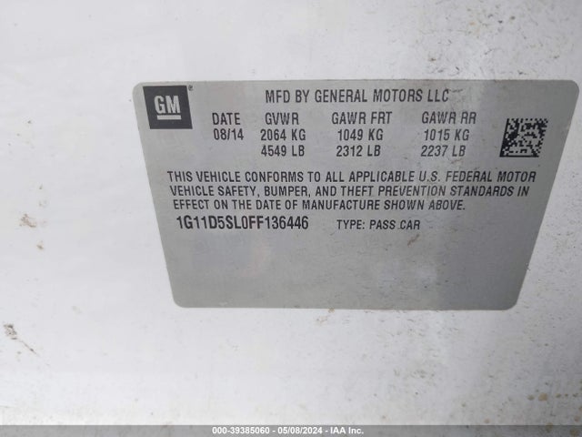 Chevrolet MALIBU 2LT 2015 1G11D5SL0FF136446 Image 9