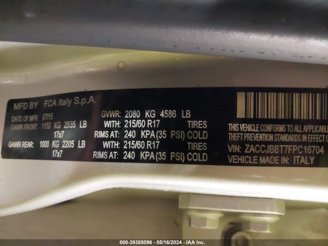ZACCJBBT7FPC16704 Jeep Renegade Latitude