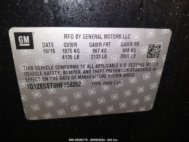 Chevrolet MALIBU 1LT 2017 1G1ZE5ST8HF158262 Image 9