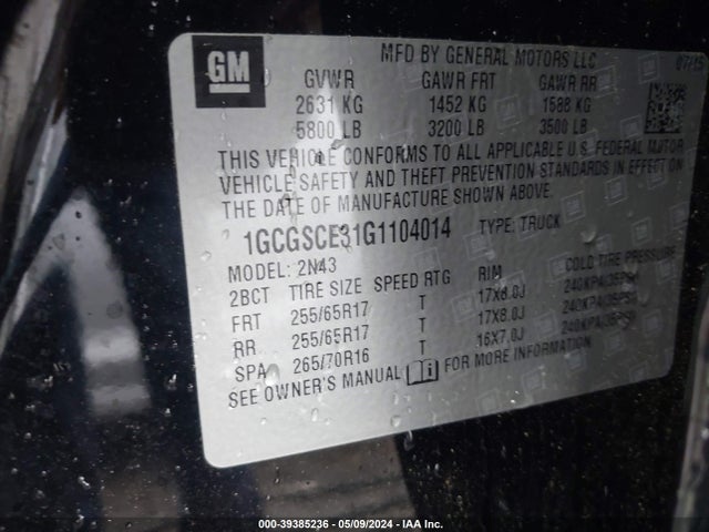 Chevrolet Colorado Lt 2016 1GCGSCE31G1104014 Image 9