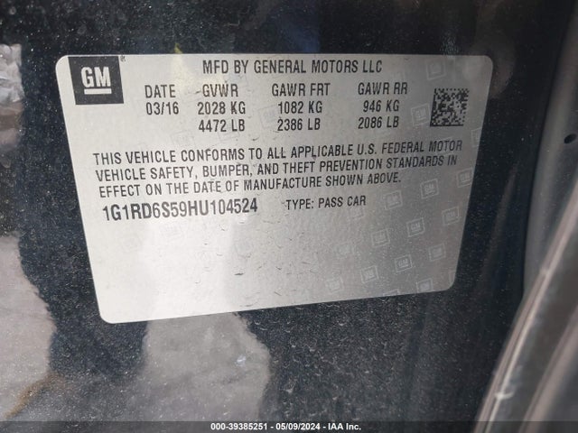Chevrolet Volt Premier 2017 1G1RD6S59HU104524 Image 9
