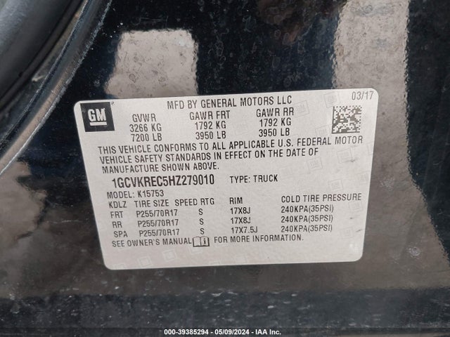 Chevrolet Silverado 1500 1lt 2017 1GCVKREC5HZ279010 Image 9