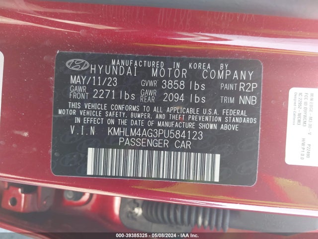 Hyundai ELANTRA SEL 2023 KMHLM4AG3PU584123 Image 9