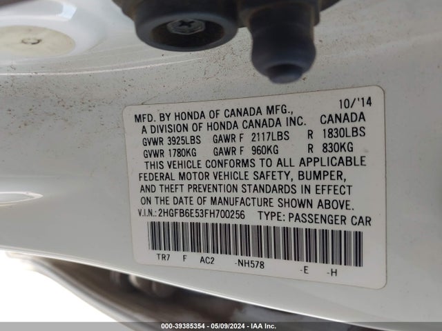 Honda CIVIC SI 2015 2HGFB6E53FH700256 Image 9