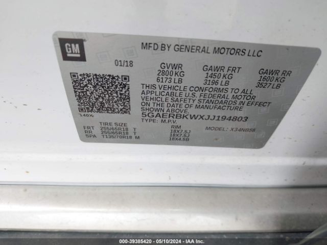 5GAERBKWXJJ194803 Buick Enclave Essence