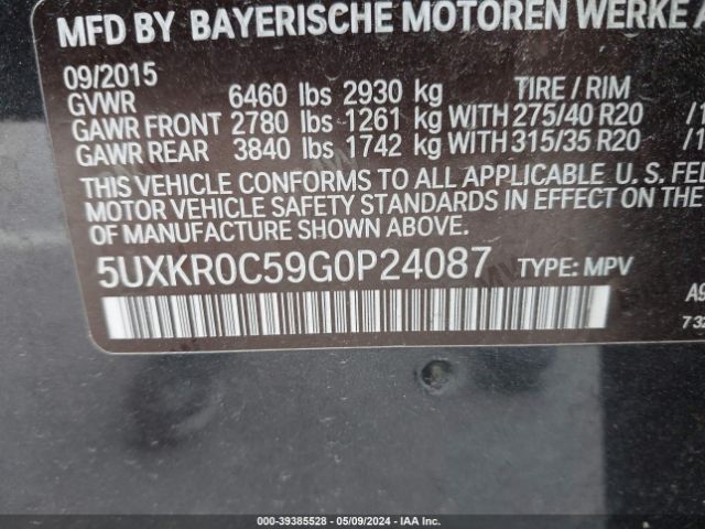 5UXKR0C59G0P24087 BMW X5 Xdrive35i
