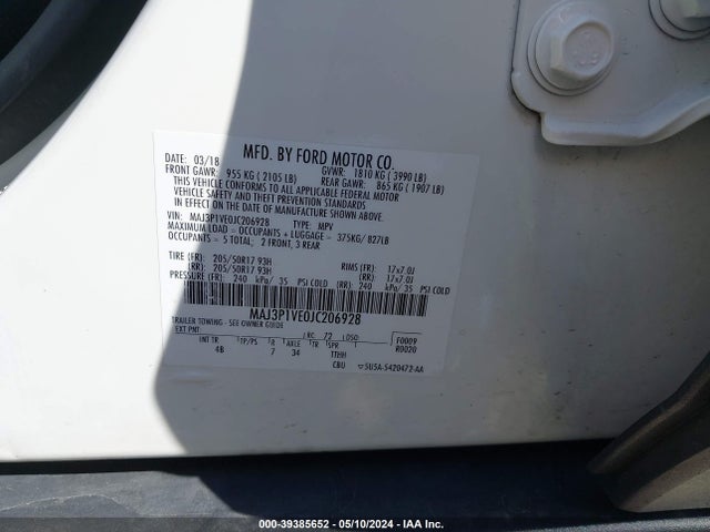 Ford Ecosport Titanium 2018 MAJ3P1VE0JC206928 Image 9