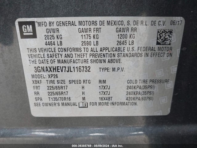 Chevrolet EQUINOX LS 2018 3GNAXHEV7JL116732 Image 9