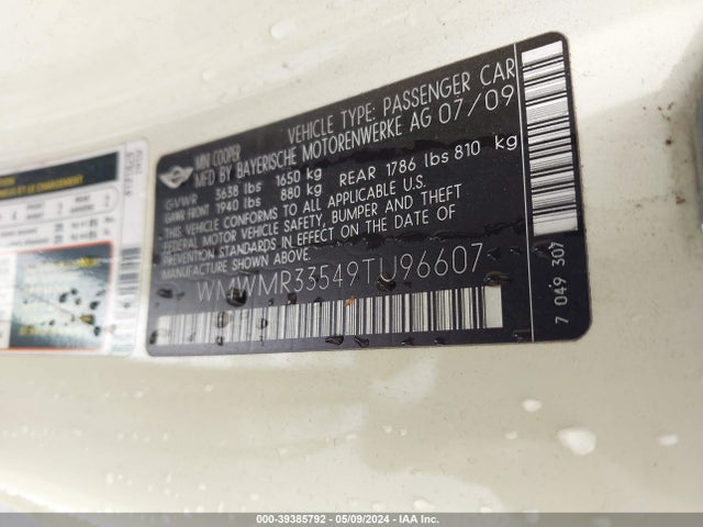 2009 MINI COOPER WMWMR33549TU96607 Photo 8