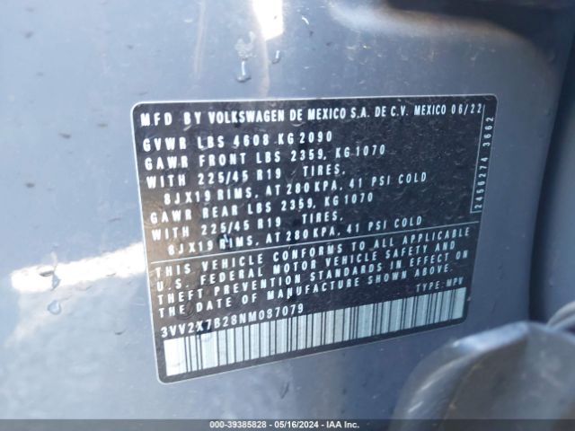 3VV2X7B28NM087079 Volkswagen Taos 1.5t Sel