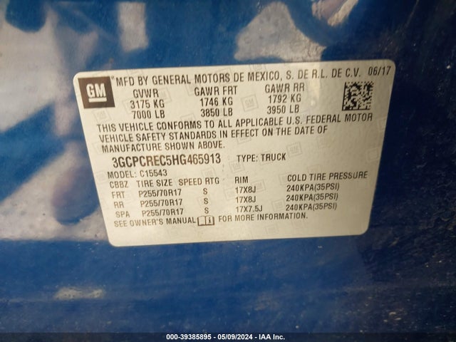 Chevrolet Silverado C1500 Lt 2017 3GCPCREC5HG465913 Image 9