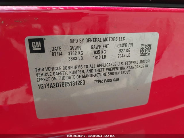 Chevrolet CORVETTE STINGRAY 2014 1G1YA2D78E5131280 Image 9