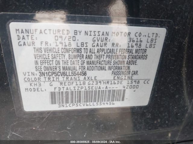 3N1CP5CV6LL554456 Nissan Kicks Sv Xtronic Cvt