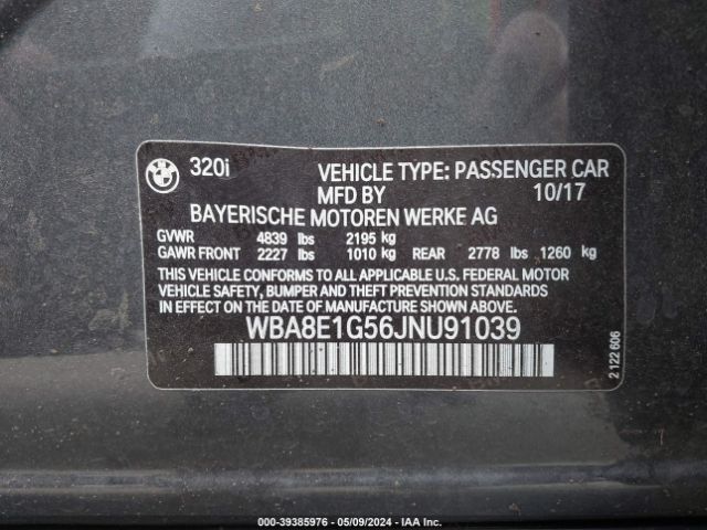 WBA8E1G56JNU91039 BMW 320i