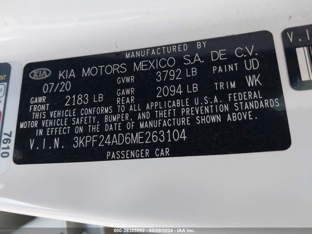 KIA Forte Lxs 2021 3KPF24AD6ME263104 Image 9