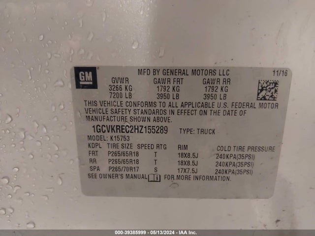 Chevrolet Silverado 1500 2lt 2017 1GCVKREC2HZ155289 Image 9