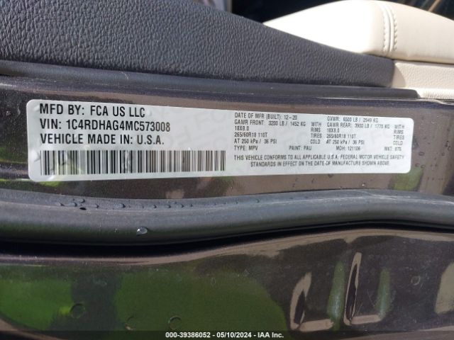 1C4RDHAG4MC573008 Dodge Durango Sxt Plus Rwd