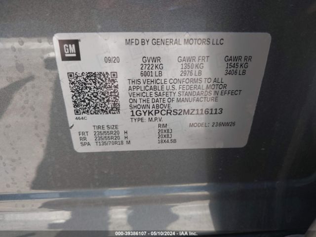 1GYKPCRS2MZ116113 Cadillac Xt6 Fwd Premium Luxury