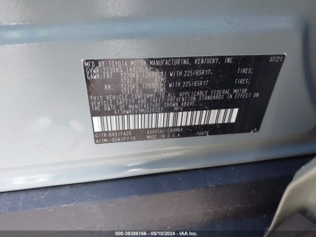 4T3RWRFV1MU028307 Toyota Rav4 Xle Hybrid