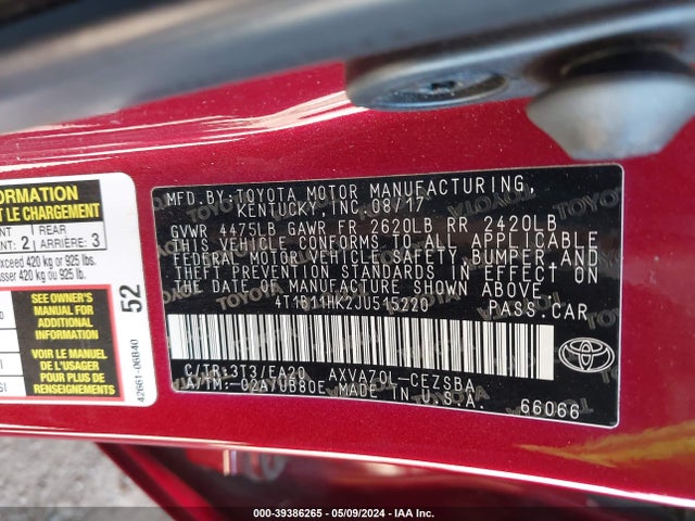 Toyota Camry 2018 4T1B11HK2JU515220 Image 23