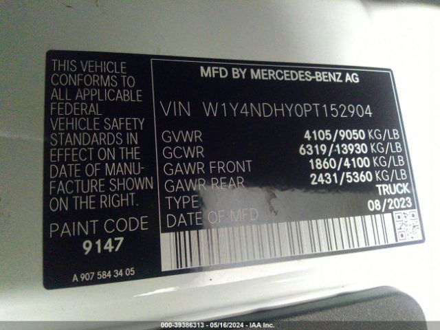 W1Y4NDHY0PT152904 Mercedes-Benz Sprinter 2500 High Roof 4-cyl Diesel Ho