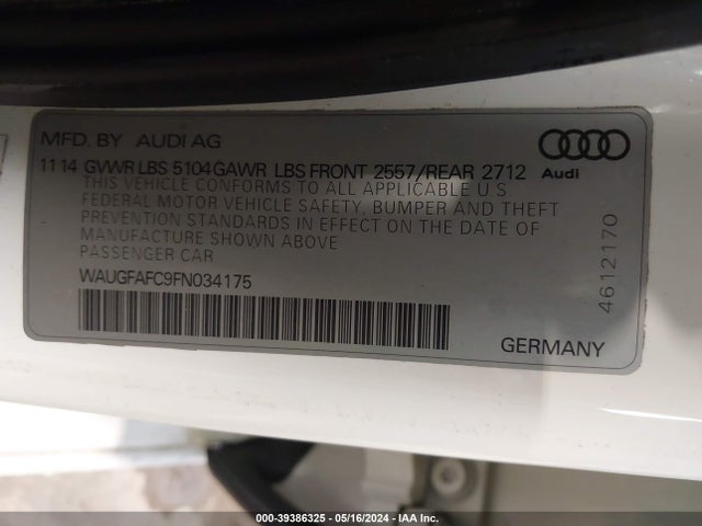 WAUGFAFC9FN034175 Audi A6 2.0t Premium