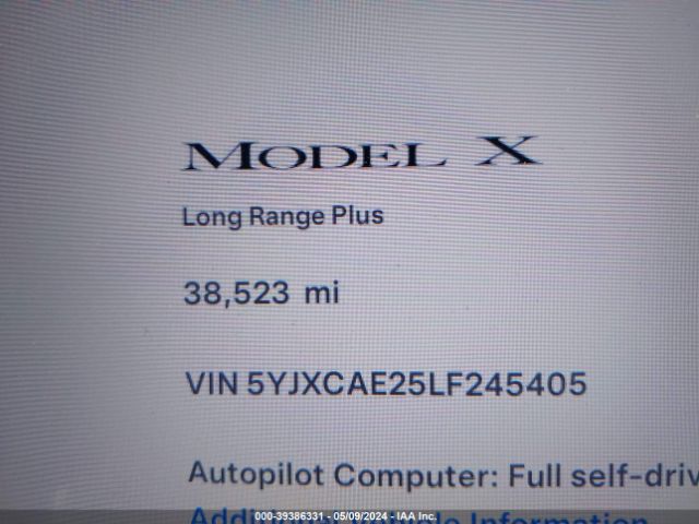 5YJXCAE25LF245405 Tesla Model X Long Range Dual Motor All-wheel Drive/long Range Plus Dual Motor All-wheel Drive