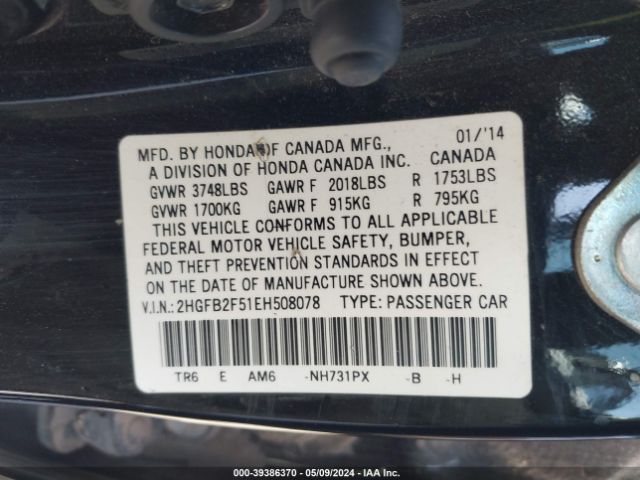 2HGFB2F51EH508078 Honda Civic Lx