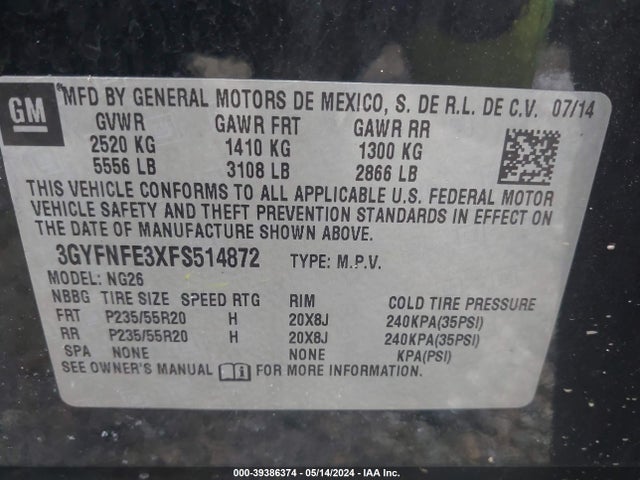 3GYFNFE3XFS514872 Cadillac Srx Performance Collection