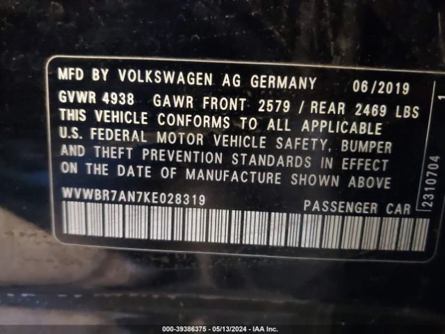 WVWBR7AN7KE028319 Volkswagen Arteon 2.0t Se