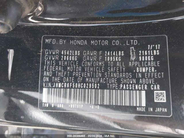JHMCR6F50HC029502 Honda Accord Hybrid Ex-l