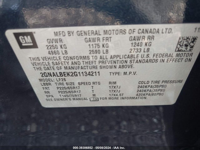 2GNALBEK2G1134211 Chevrolet EQUINOX LS