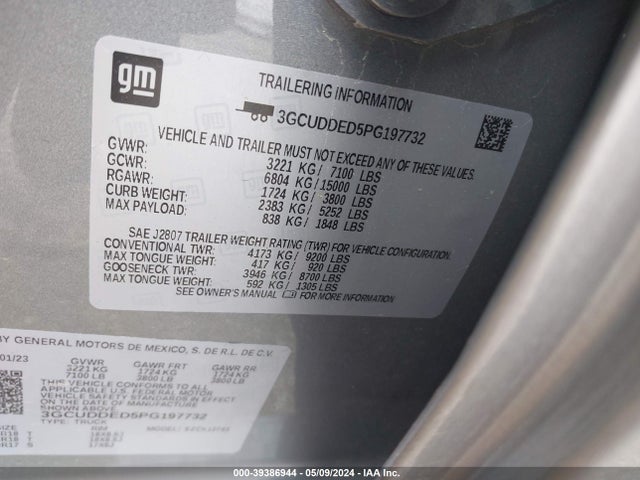 Chevrolet Silverado 1500 4wd  Standard Bed Lt 2023 3GCUDDED5PG197732 Image 9