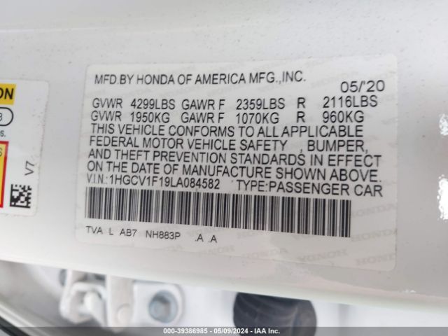 1HGCV1F19LA084582 Honda ACCORD LX