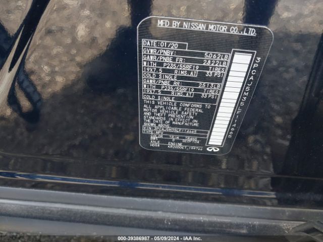 3PCAJ5M35LF114665 Infiniti Qx50 Luxe Awd