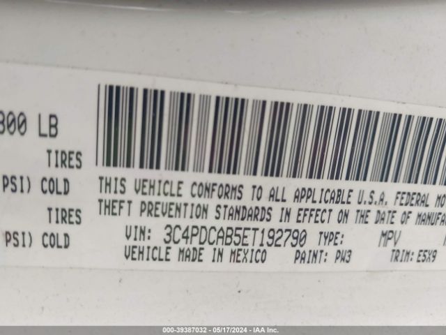 3C4PDCAB5ET192790 Dodge Journey American Value Pkg