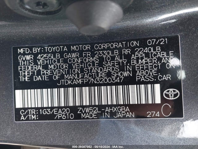 Toyota Prius Prime Xle 2022 JTDKAMFP7N3200347 Image 9
