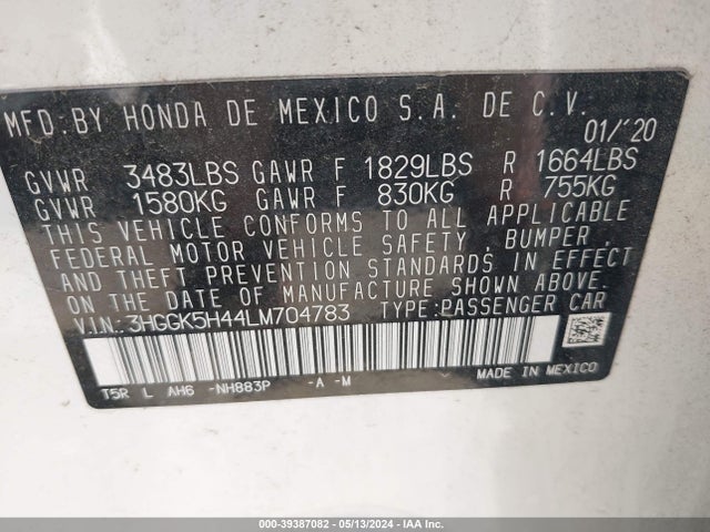 Honda FIT LX 2020 3HGGK5H44LM704783 Image 9