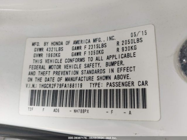 1HGCR2F79FA188119 Honda ACCORD EX