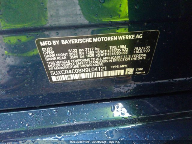 5UXCR4C08N9L04121 BMW X5 Sdrive40i