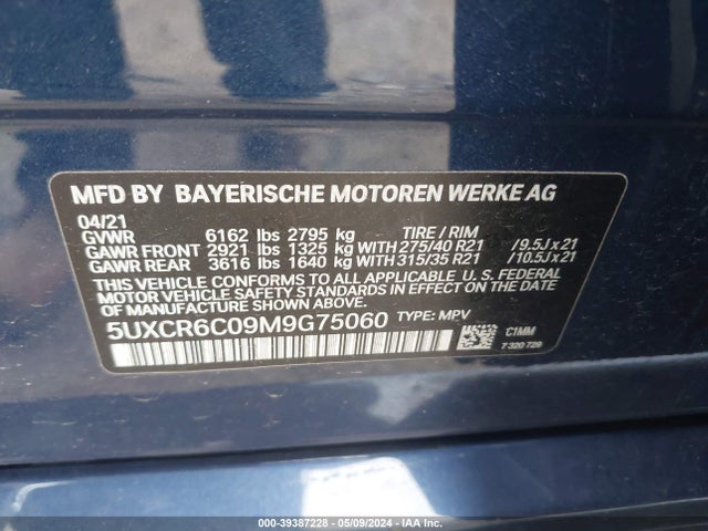 5UXCR6C09M9G75060 BMW X5 Xdrive40i