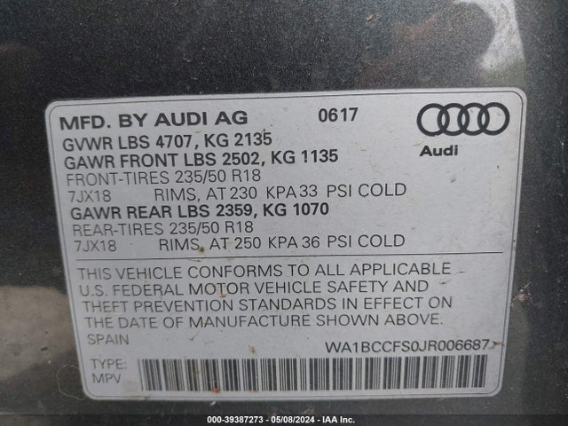 Audi Q3 2018 WA1BCCFS0JR006687 Image 9