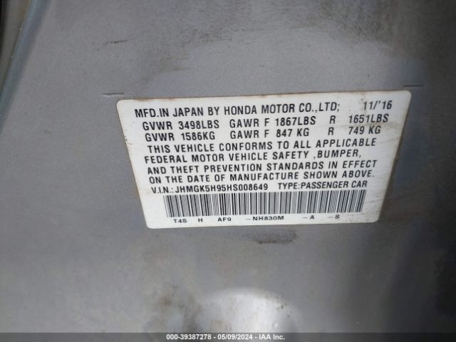 JHMGK5H95HS008649 Honda Fit Ex-l