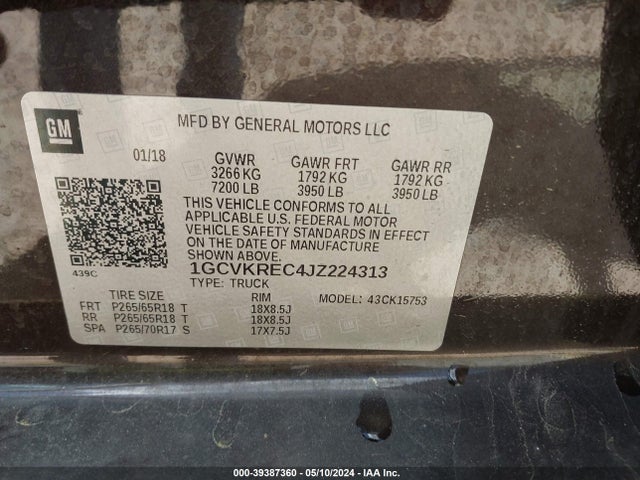 Chevrolet Silverado 1500 1lt 2018 1GCVKREC4JZ224313 Image 9